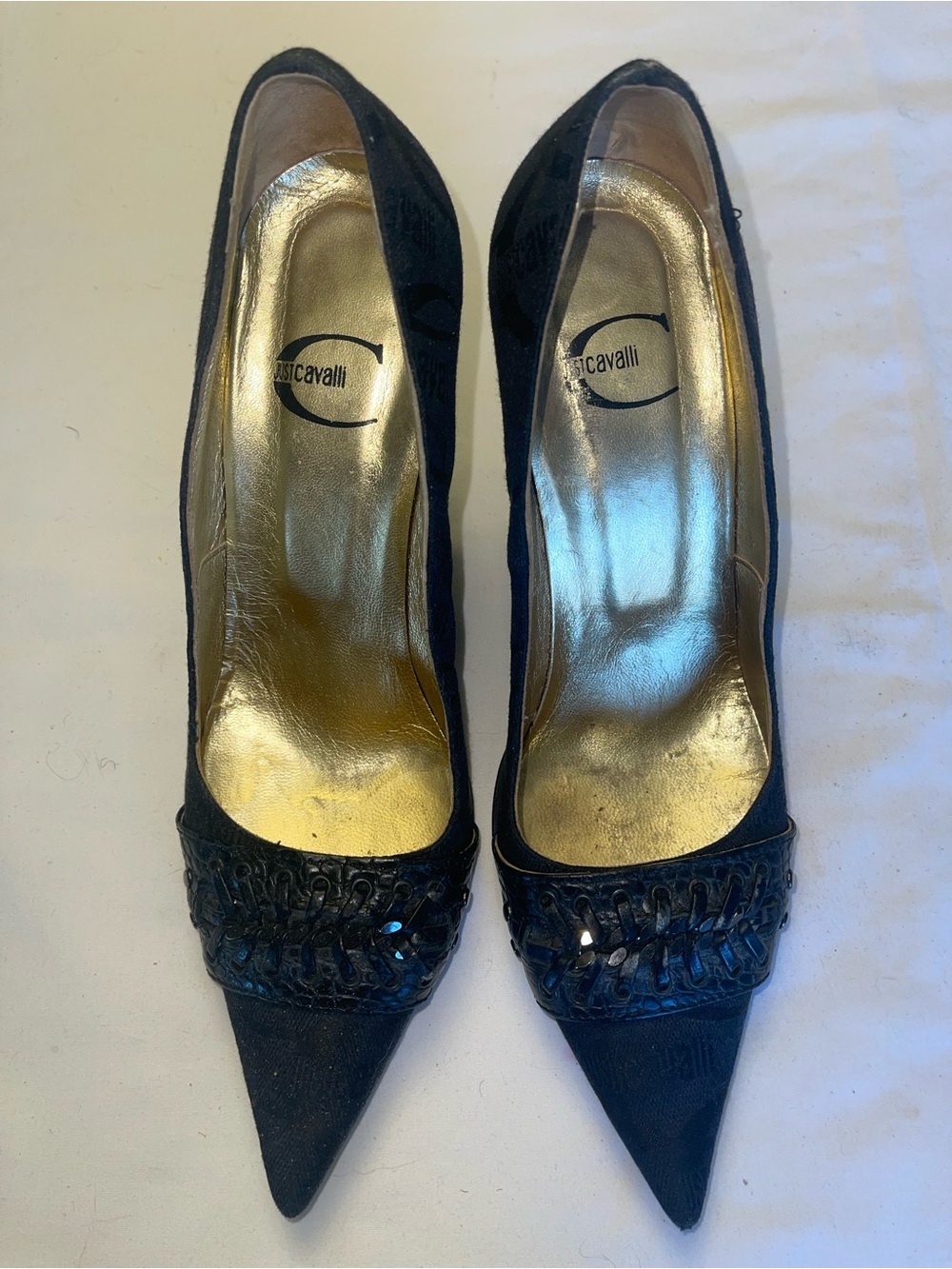 Just Cavalli Black Pointed Toe Embellished Women’s Pumps